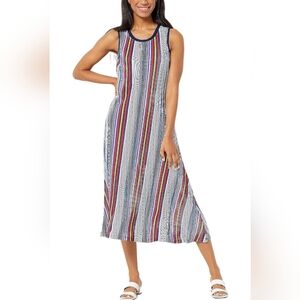 ATTITUDES By RENEE Colorful‎ Striped Mini-Pleated Sleeveless Maxi Size 1X. #697